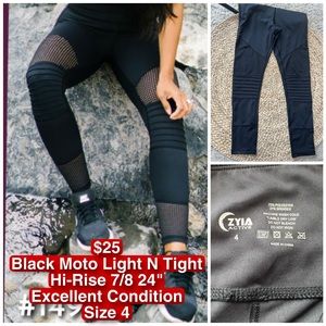 EUC Black Moto Light N Tight Hi-Rise 7/8